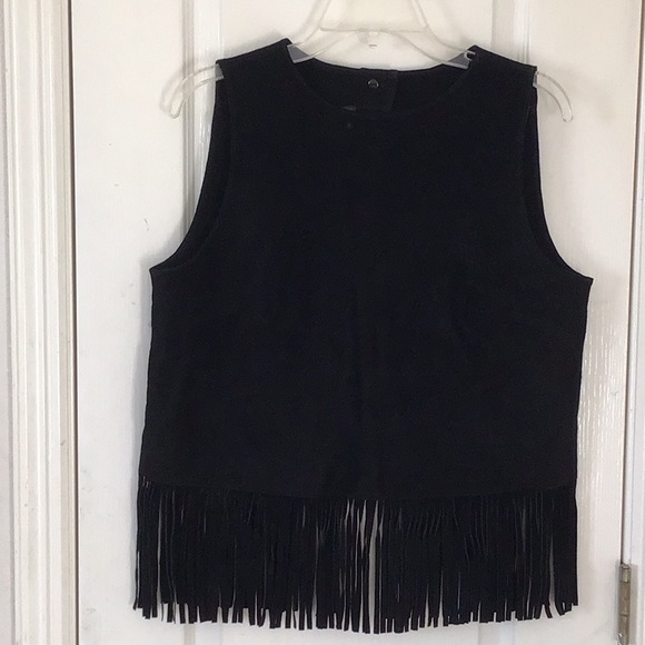 ASOS Black Leather Suede Fringe Top - Picture 4 of 13